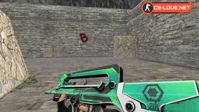 Скачать модель оружия HD Famas Cyber Green для CS 1.6