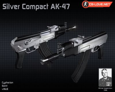 Скачать модель оружия AK-47 Silver Compact для CS 1.6