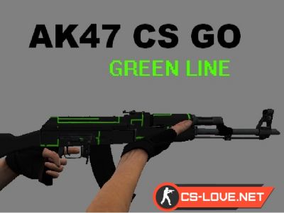 Скачать модель оружия AK-47 Green Line (Зеленая линия) для CS 1.6