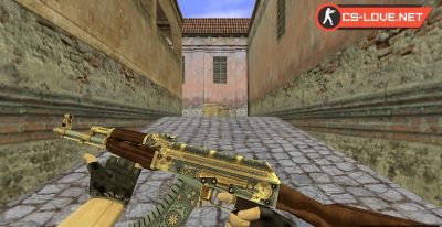Скачать модель оружия HD AK-47 Cartel Gold для CS 1.6