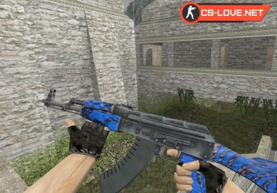 Скачать модель оружия HD AK-47 Blue Laminate для CS 1.6
