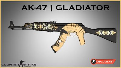 Скачать модель оружия АК-47 "AK-47 | GLADIATOR" для CSGO