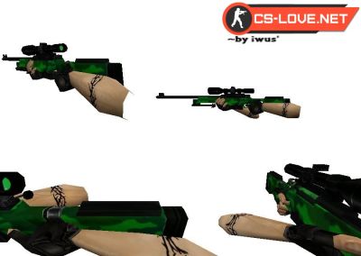 Скачать модель оружия AWP Green Camo для CS 1.6