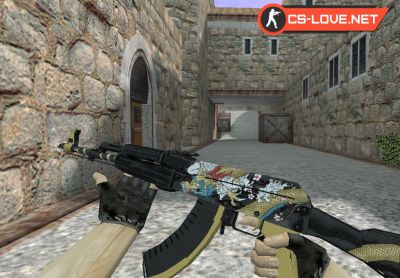 Скачать модель оружия HD AK-47 Dragon Gold для CS 1.6