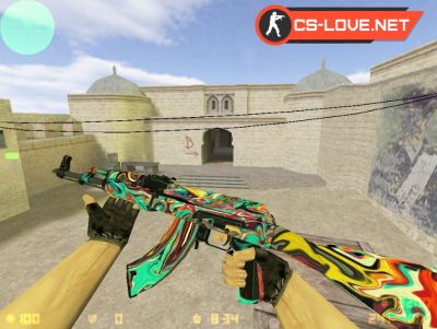 Скачать модель оружия HD AK-47 Colorful Apocalypse для CS 1.6