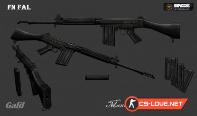 Скачать модель оружия Galil "Mantuna FN FAL animation" для CSS