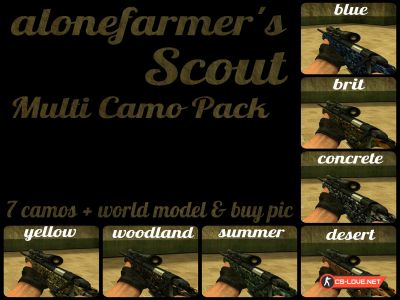 Скачать модель оружия Scout "alonefarmer's Scout Multi Camo Pack" для CSS