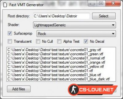 Программа создания текстур "Fast VMT Generator" для CS:GO