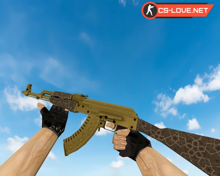 Скачать модель AK-47 | Gold Arabesque для CS 1.6